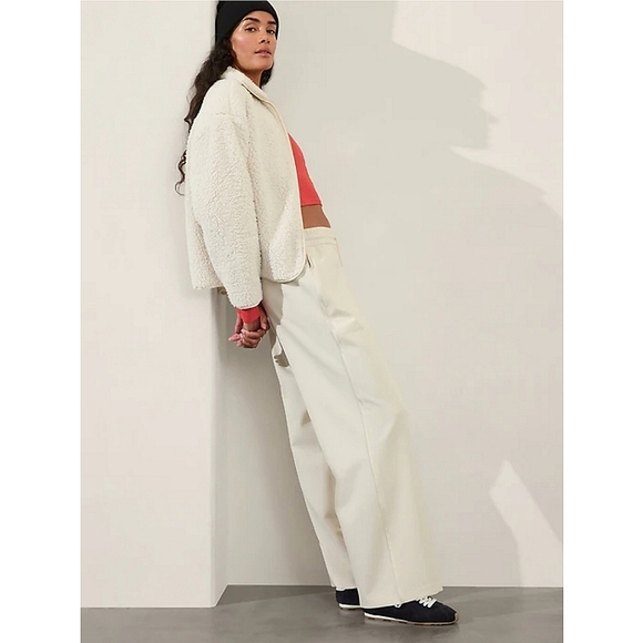 🆕️ Athleta Endeavor Relaxed Pant Ivory Large Tall Wide Leg Travel Work Cabin - Picture 13 of 13